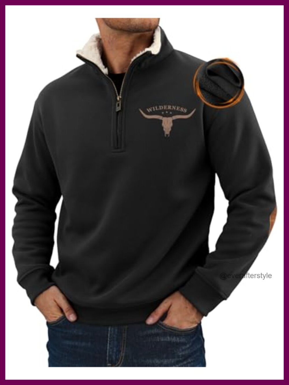 Mens Quarter Zip Fleece Lined Aztec Western Sweatshirt Pullover